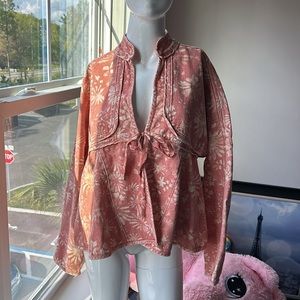 FREE PEOPLE LUA BED DENIM JACKET TOP SIZE L NWOT